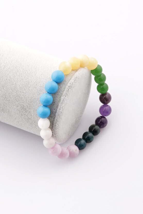 Balık Burcu Taşlarından Oluşan Doğal Taş Bileklik 8 mm Küre Kesim - Burç Bilekliği