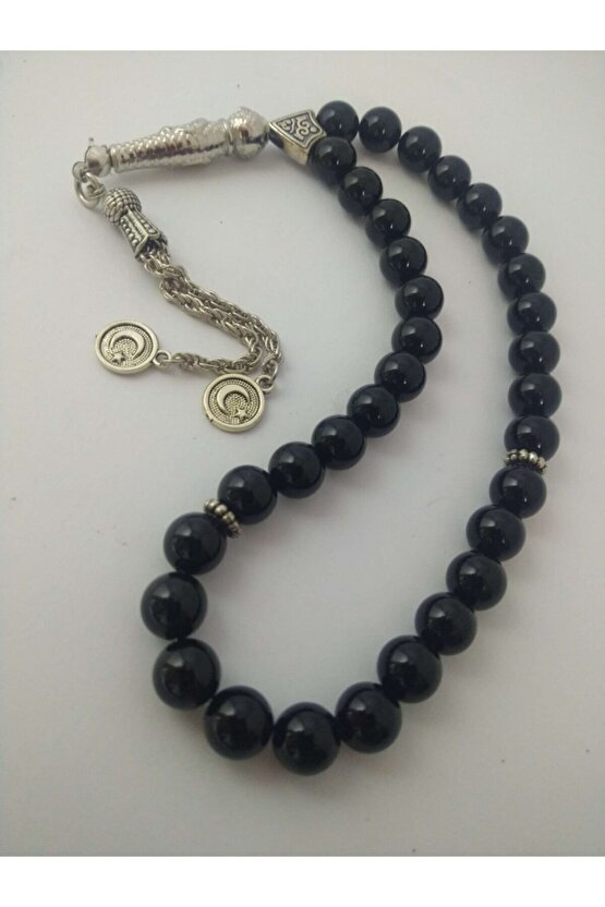 Siyah Akik Taşı (stres Taşı) Tespih  Doğaltaş Tespih