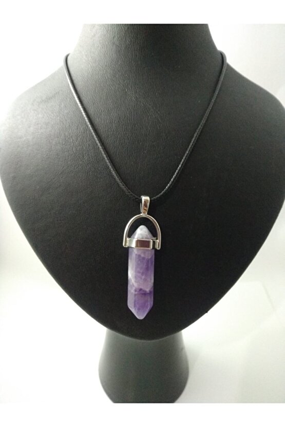 Ametist Taşı Kolye Çivi Şeklinde Doğaltaş Kolye