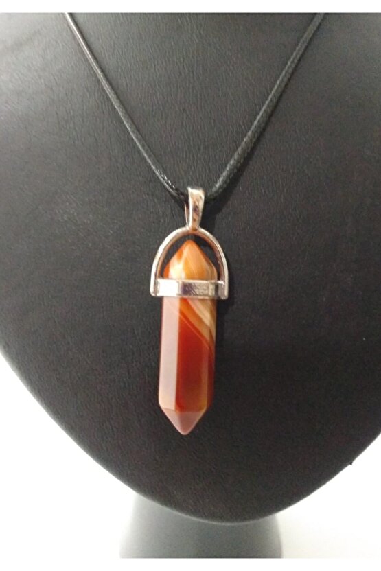 Akik Taşı Kolye Çivi Şeklinde Doğaltaş Kolye