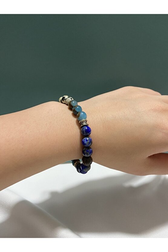 Lapis Lazuli Murano Kuvars Dalmaçyalı Jasper Doğal Taş Bileklik