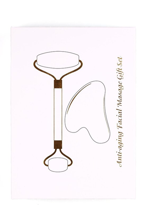 Yeşim Doğal Taş Serfitikalı 2li Özel Kutulu Set Face Roller Gua Sha Masaj Taşı