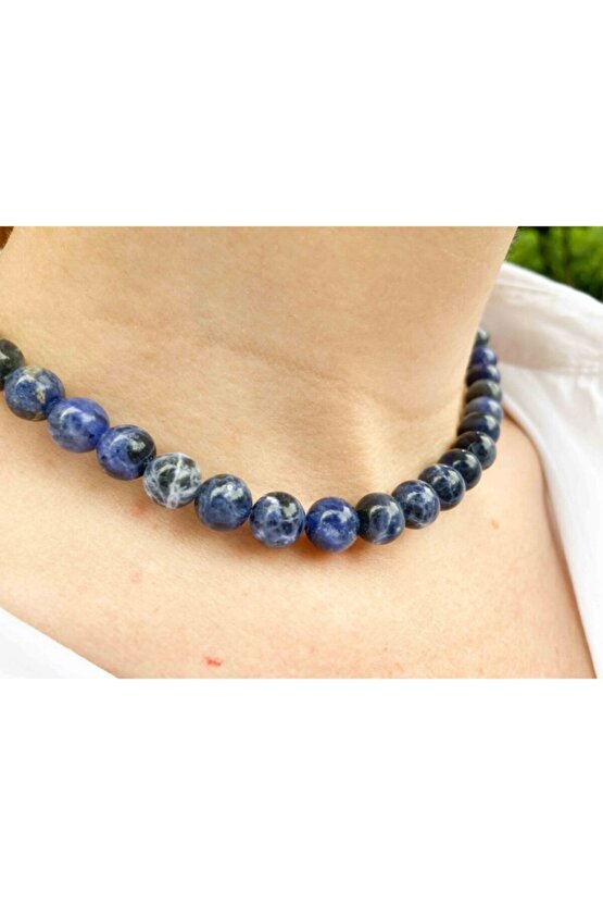 Sodalit Taşı Doğaltaş Kolye 8 Mm