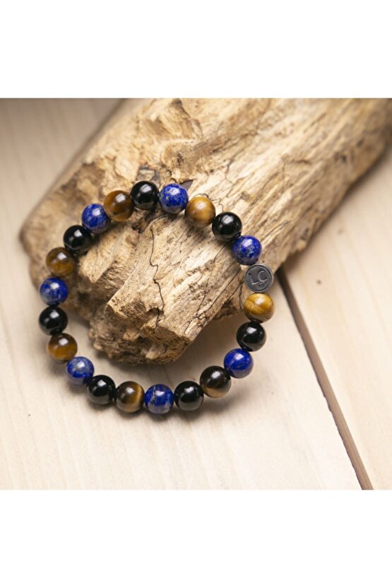 Lapis Lazuli Oniks Kaplan Gözü Doğal Taş Bileklik Şans Başarı Cesaret Taşı