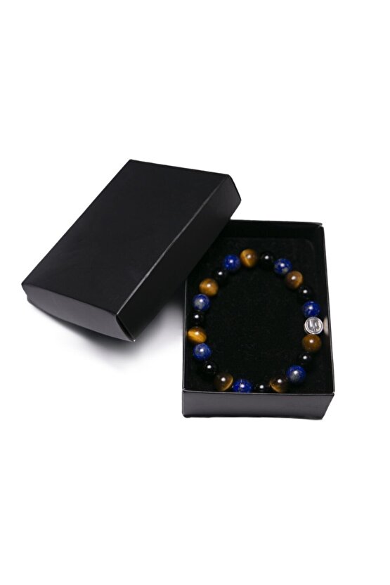 Lapis Lazuli Oniks Kaplan Gözü Doğal Taş Bileklik Şans Başarı Cesaret Taşı