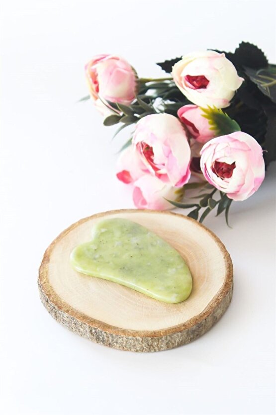 Doğaltaş Kalp Yeşim Taşlı Gua Sha Yüz Masaj Taşı