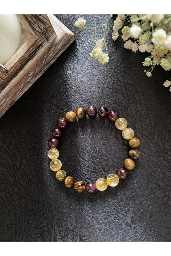 Doğal Taşlı Burç Bilekliği Aslan Burcu