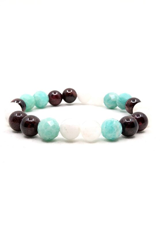 Doğal Taşlı Burç Bilekliği Başak Burcu (ay Taşı-amazonit Taşı-garnet Taşı