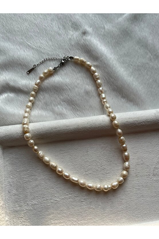 Gerçek Doğal İnci Kolye El Yapımı Çelik Aparat Ömürlük