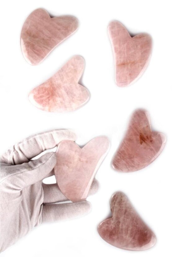 Alibaba Doğaltaş Pembe Kuvars Doğal Taş Gua Sha Yüz Masaj Taşı