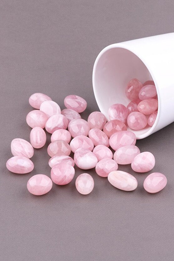 Pembe Kuvars Doğal Taş Tamburlanmış Parça