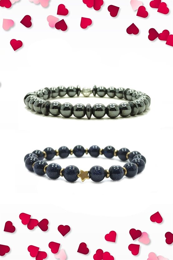 Hematit Ve Yıldız Aksesuarlı Yıldız Taşı Sevgili Bilekliği Helsinki