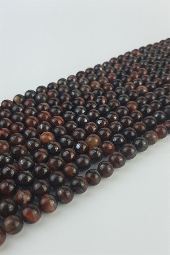 Kızıl Kaplan Gözü Doğal Taş 8 mm 1 Dizi