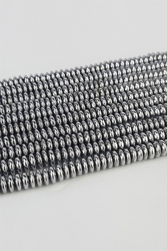 Rondel Kesim Gri Hematit Doğal Taş 6 Mm 1 Dizi Helsinki