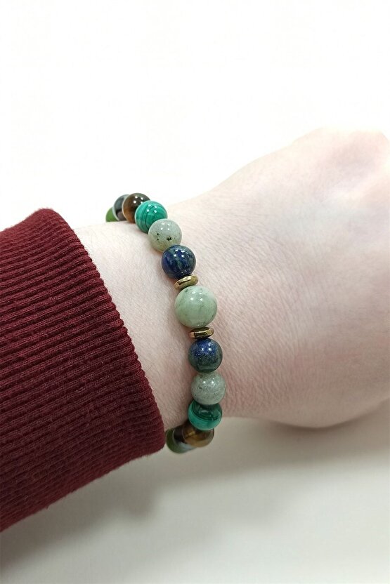 Fibromiyalji Bilekliği Malahit Yeşim Taşı Doğal Taş Bileklik Rio