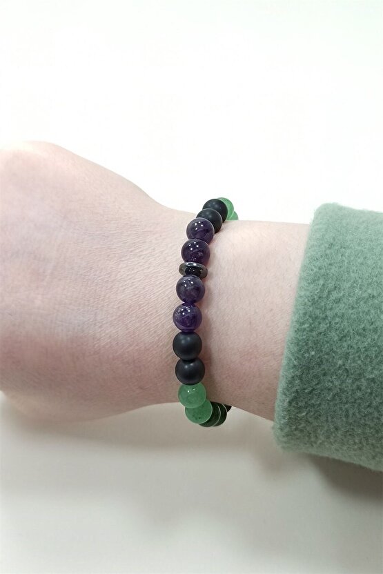 Mutluluk Bilekliği Akik Yeşim Aventurin Ametist Oniks Doğal Taş Bileklik Moskova