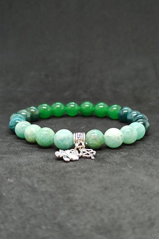 Amazonit Apatit Ve Aventurin Doğal Taş Kadın Bileklik