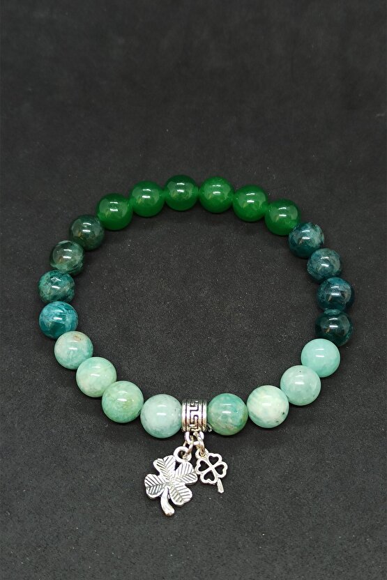 Amazonit Apatit Ve Aventurin Doğal Taş Kadın Bileklik