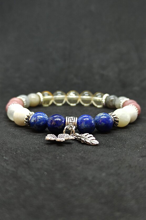 Lapis Lazuli Ve Sitrin Karma Doğal Taş Kadın Bileklik