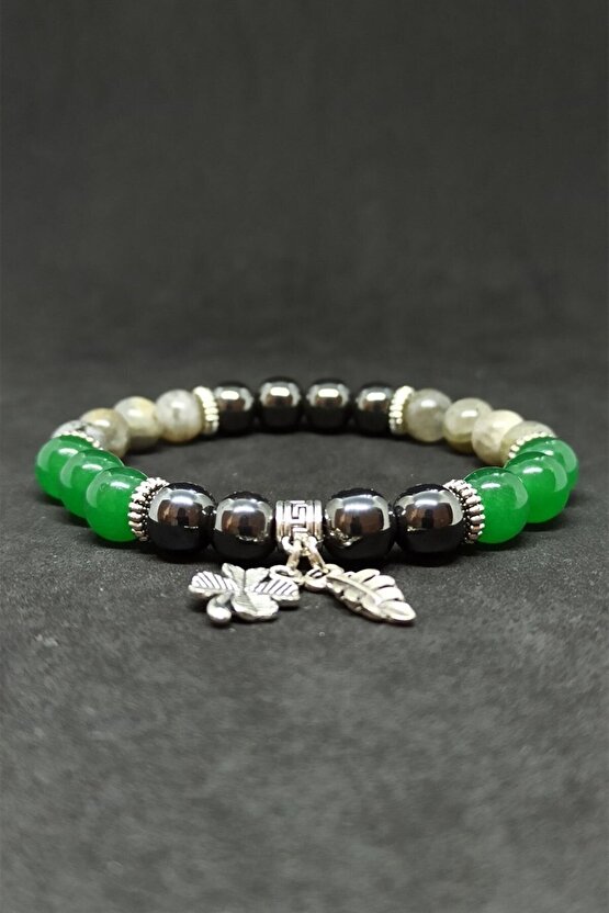 Hematit Aventurin Ve Labradorit Doğal Taş Kadın Bileklik Rio