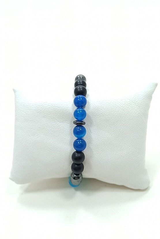 Stres Bilekliği Hematit Oniks Akik Doğal Taş Bileklik Rio