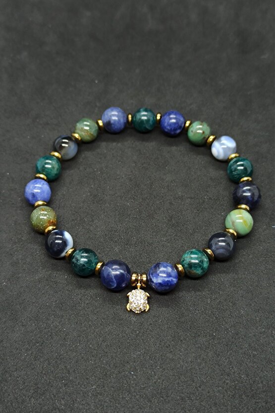 Sodalit Apatit Karma Doğal Taş Kadın Bileklik Prof