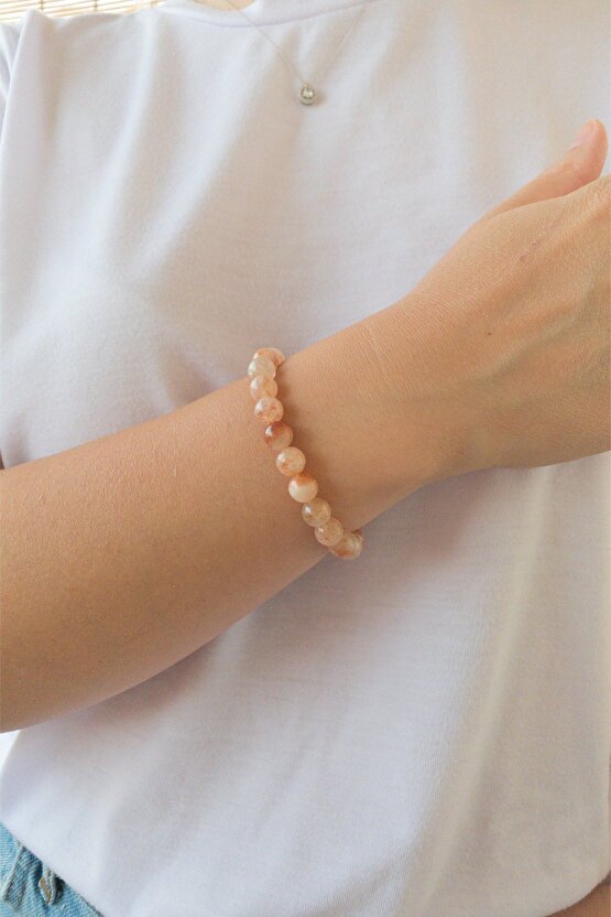 Doğal Taş Bileklik Güneş Taşı 7 Çakrayla Uyumlu , Aslan Ikizler Koç Ve Terazi Burcu Liderlik Taşı