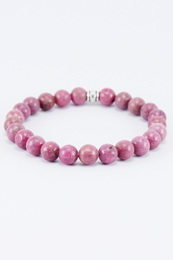 Doğal Taş Bileklik Rodonit 1. Kök 4. Kalp Çakrası , Boğa Burcu Detoks Taşı