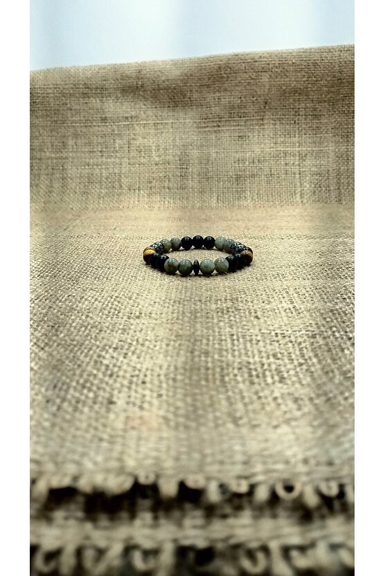 Karizma Bilekliği Labradorit Hematit Mat Oniks Kaplan Gözü Bileklik