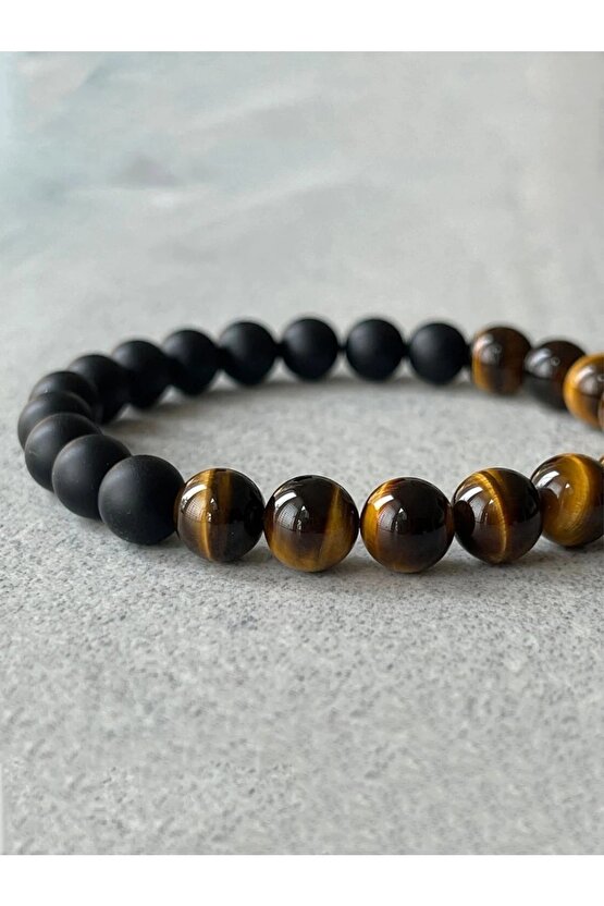 Kaplan Gözü Erkek Bileklik Misinalı