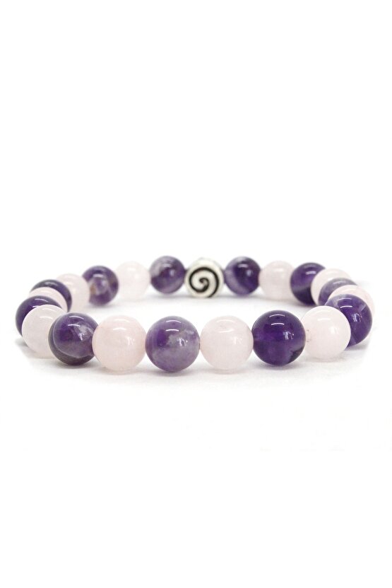 8mm Ametistpembe Kuvars Karışımı Bileklik