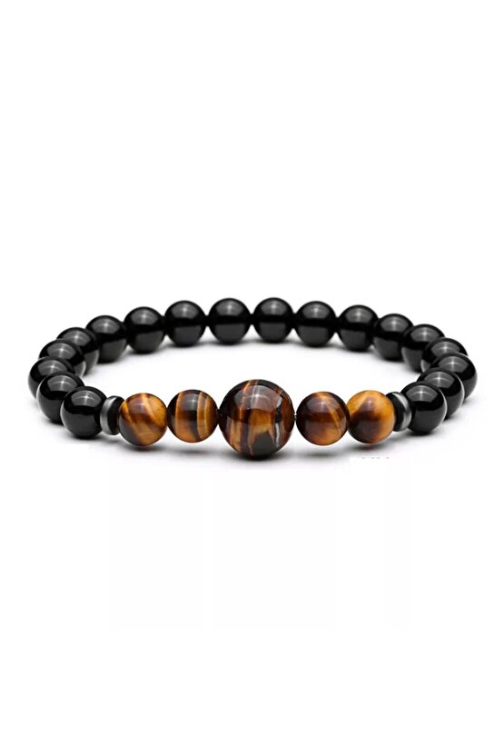 Kaplan Gözü akik Erkek Doğaltaş Bileklik