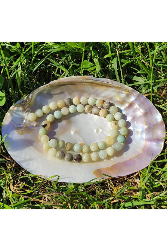 Amazonit B Kalite Doğal Taş Dizisi (8mm) (sertifikalı)