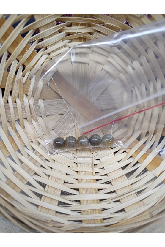 5 Adet Labradorit Doğal Taş Boncuk (8 Mm) (sertifikalı)