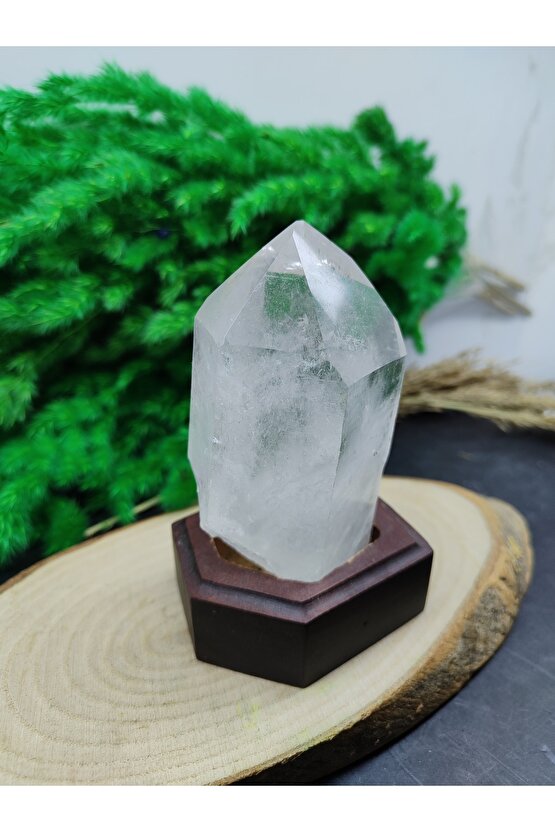 Standlı Piramit Kristal Kuvars Doğal Taş Dekoratif Obje (sertifikalı)