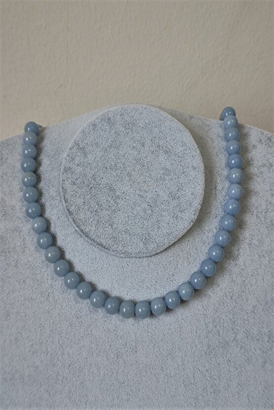 Sertifikalı 8 Mm Anjelit (melek Taşı ) Doğaltaş Kolye