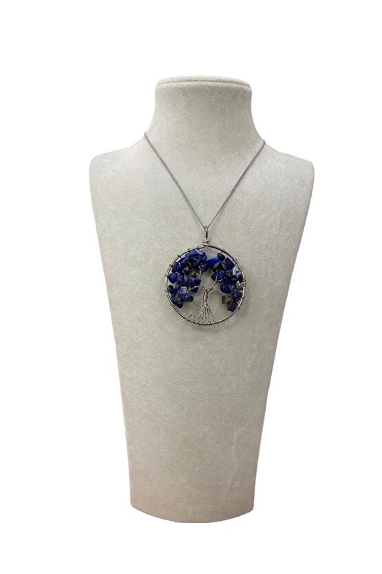 Tel Sarmalı Lapis Lazuli Hayat Ağacı Sentetik Taş Kolye
