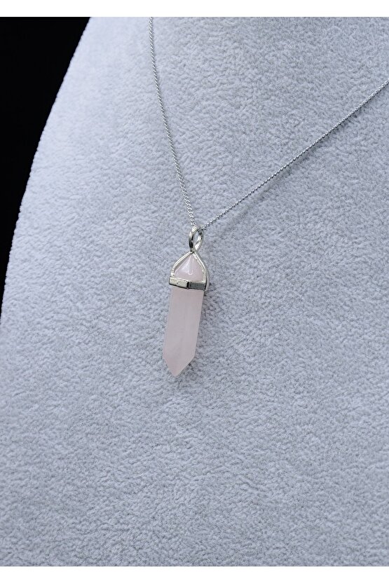 Pembe Kuvars (pınk Quartz) Doğal Taş Kolye