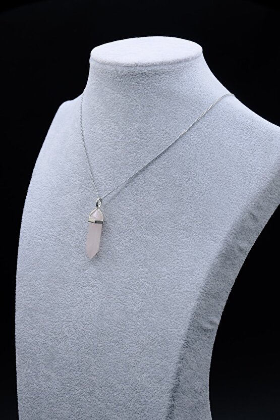 Pembe Kuvars (pınk Quartz) Doğal Taş Kolye