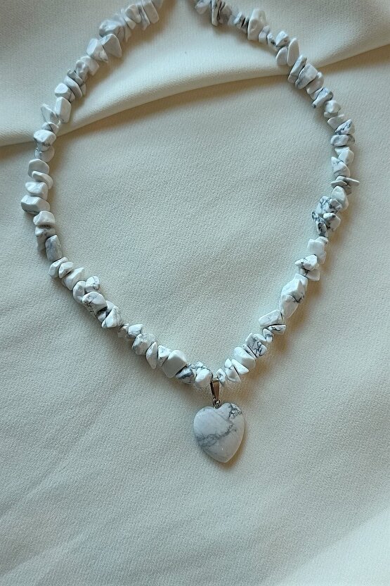 Sertifikalı Havlit Kalp Kırıktaş Doğaltaş Kolye