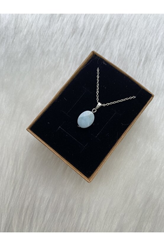 Akuamarin Minik Doğal Taş Kolye