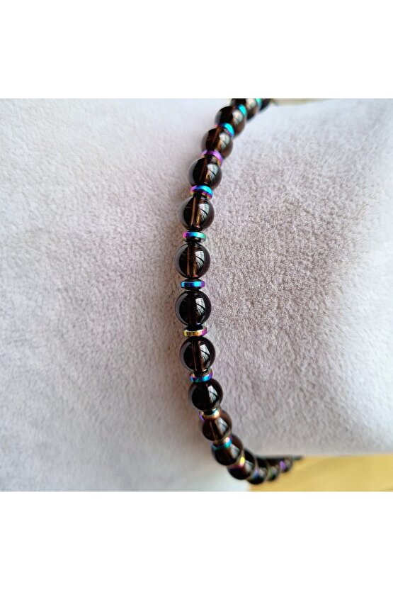 Zirve Kalite Dumanlı Kuvars Kristali Doğal Taş Bileklik -1- (EL YAPIMI TASARIM ÜRÜNLER)