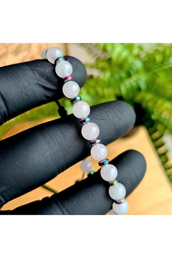 Pembe Kuvars Kristali Doğal Taş Bileklik (EL YAPIMI TASARIM ÜRÜNLER)