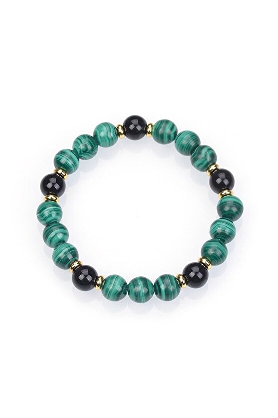 Obsidyen & Malakit Doğal Taş Bileklik 8mm