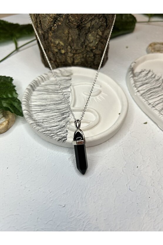 Obsidyen Taşı Çivi Kolye