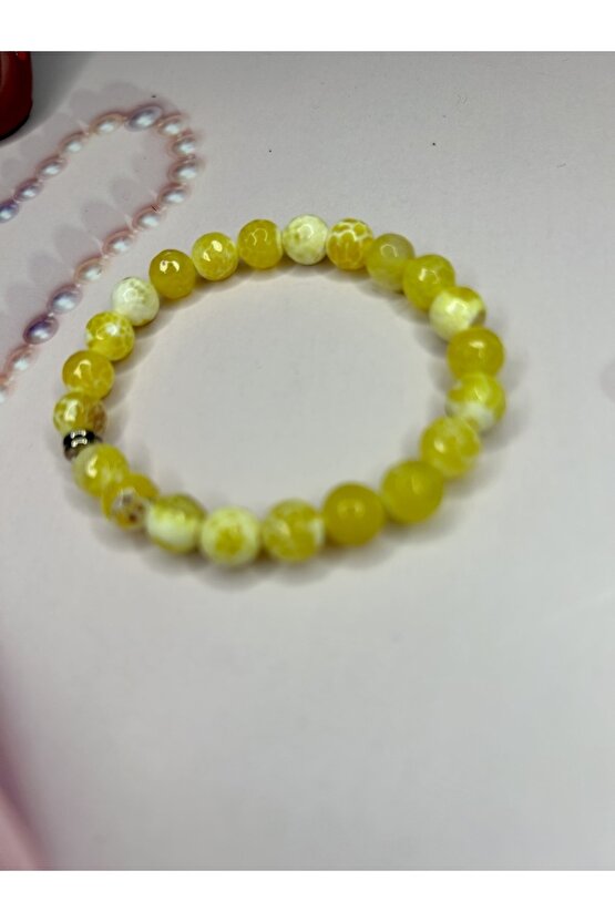 Sarı Akik Doğal Taş Bileklik-%100 Orijinal