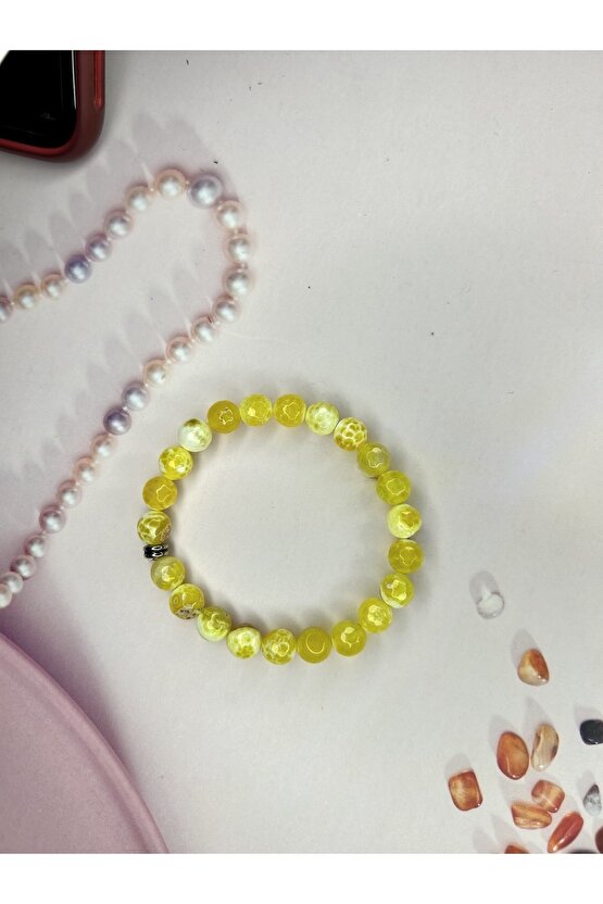 Sarı Akik Doğal Taş Bileklik-%100 Orijinal