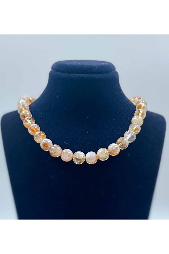 Sitrin Doğal Taş Kolye 8 Mm Küre Kesim
