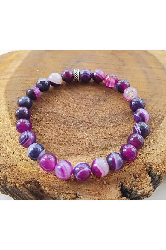 Mor Akik Dogaltaş Bileklik