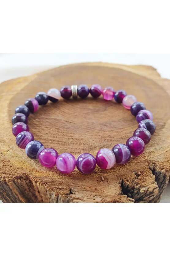 Mor Akik Dogaltaş Bileklik